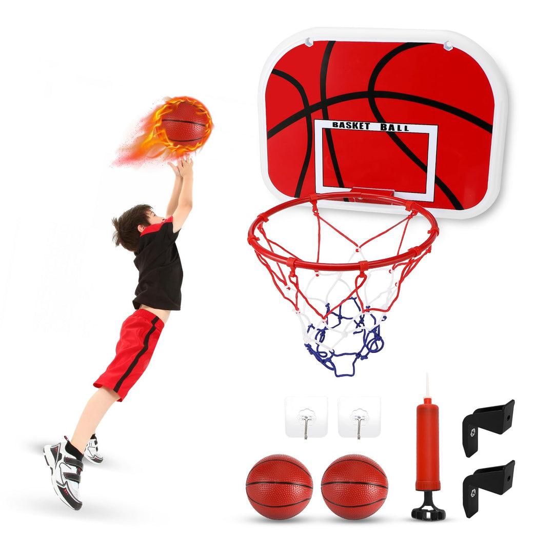 Mini Basketballkorb füR Zimmer und Outdoor, inklusive Ballpumpe und 2 Mini Basketballs, einfache Mon