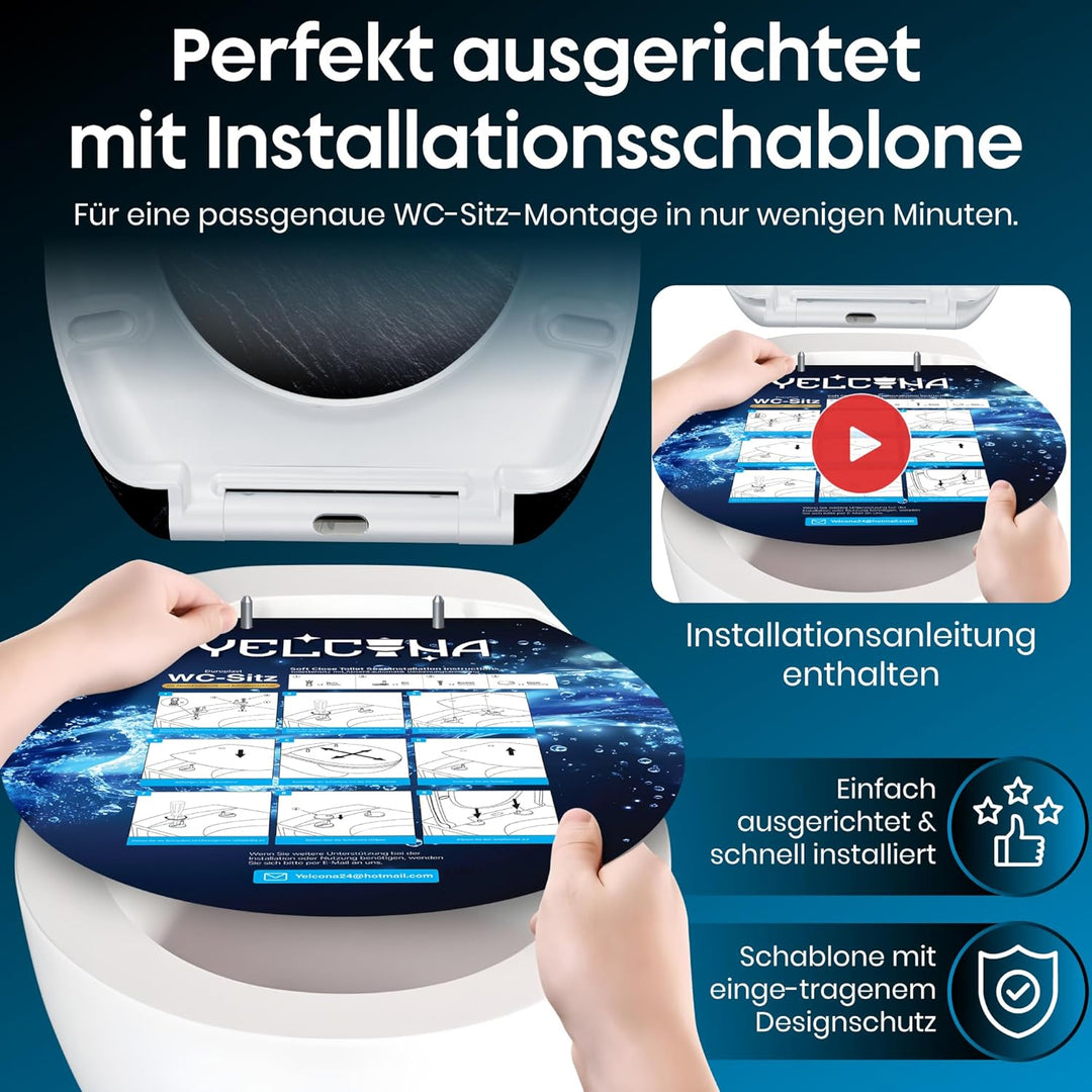 Yelcona WC-Sitz Duroplast,max. Belastung der Klobrille 150 kg Toilettensitz mit Absenkautomatik und