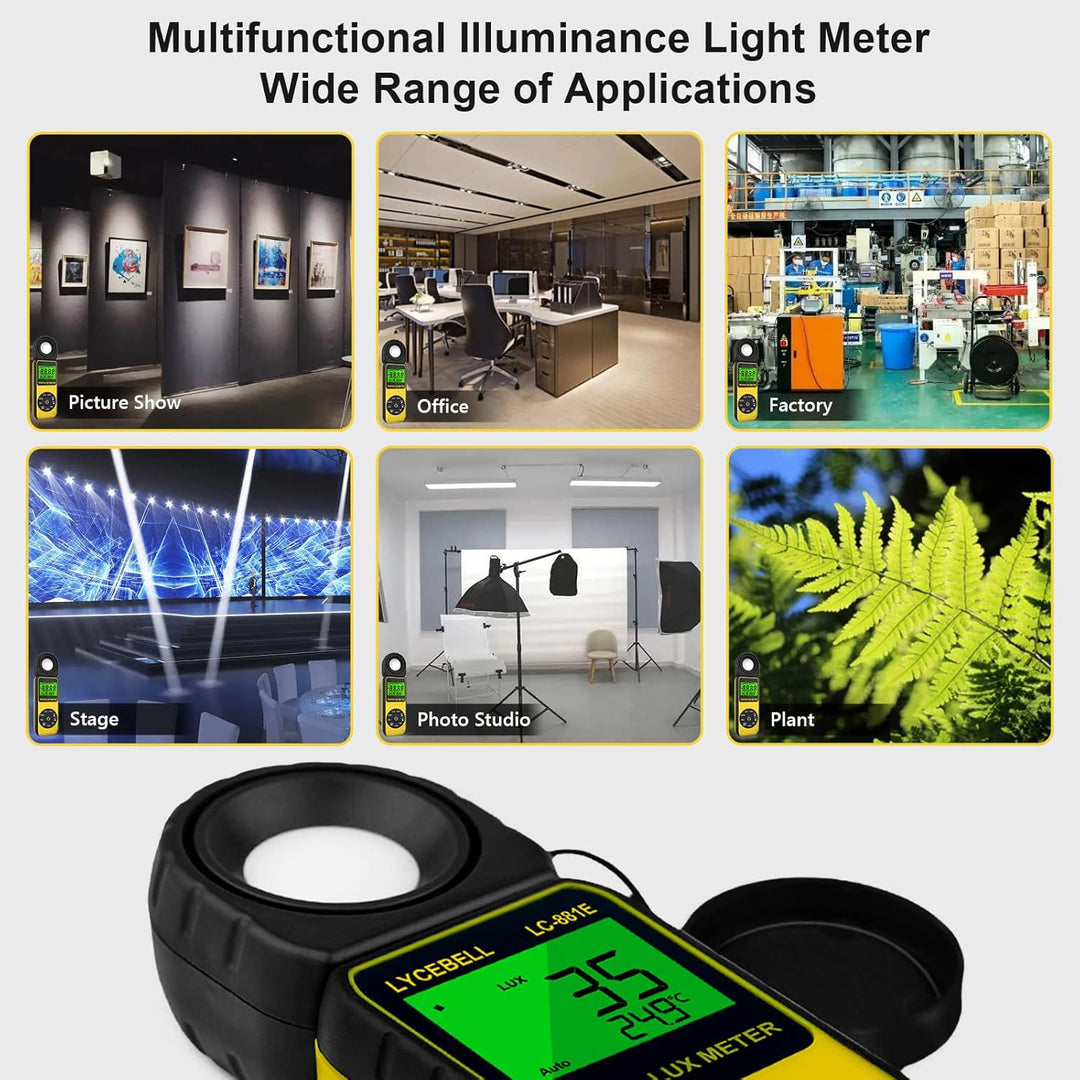 Digital Luxmeter, LC-881E Belichtungsmesser 0.1-300,000 Lux mit Hintergrundbeleuchtung, Lichtmessger