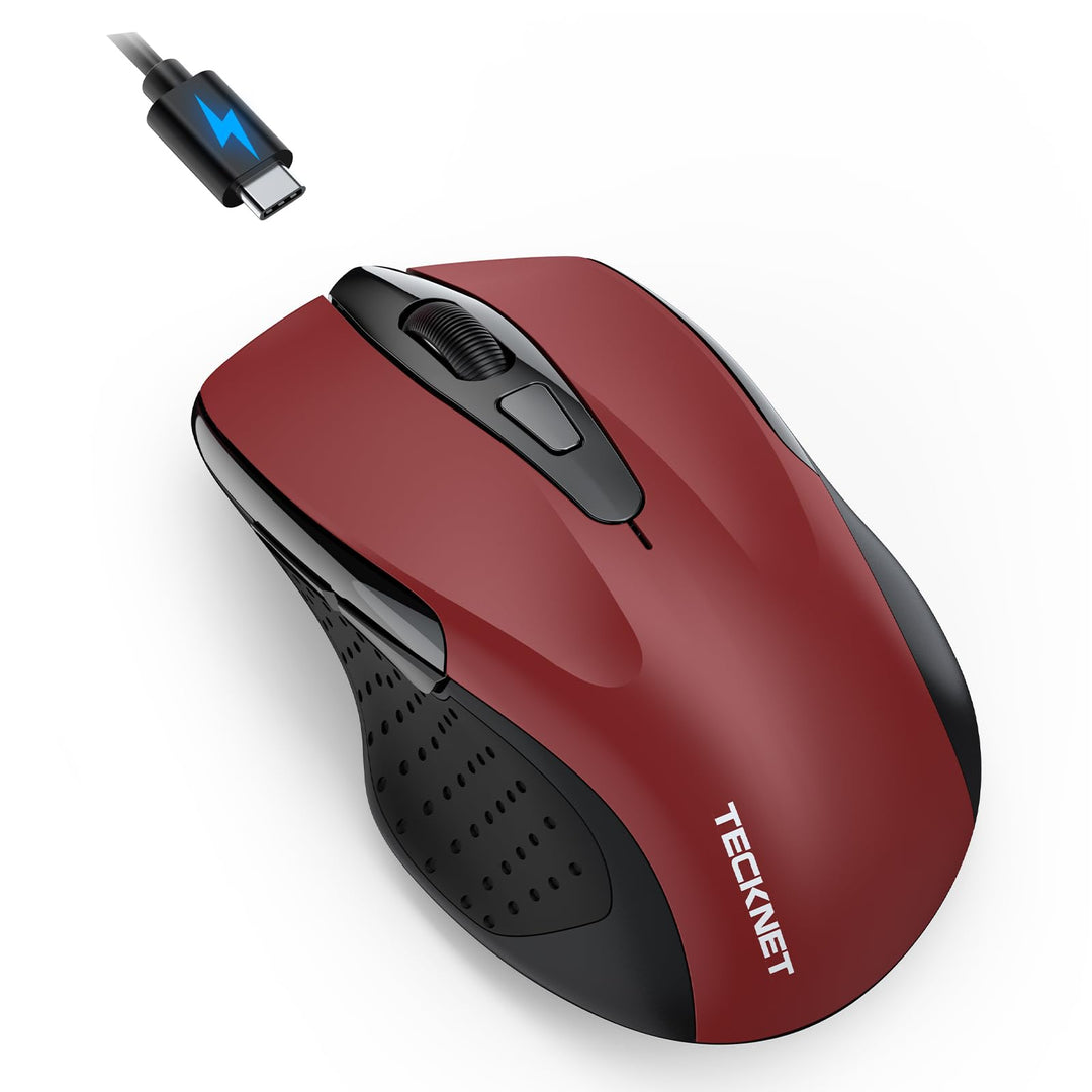TECKNET Bluetooth Maus mit Jiggler, Wiederaufladbare Maus Kabellos für Laptops(DREI Modi: BT 5.0/3.0