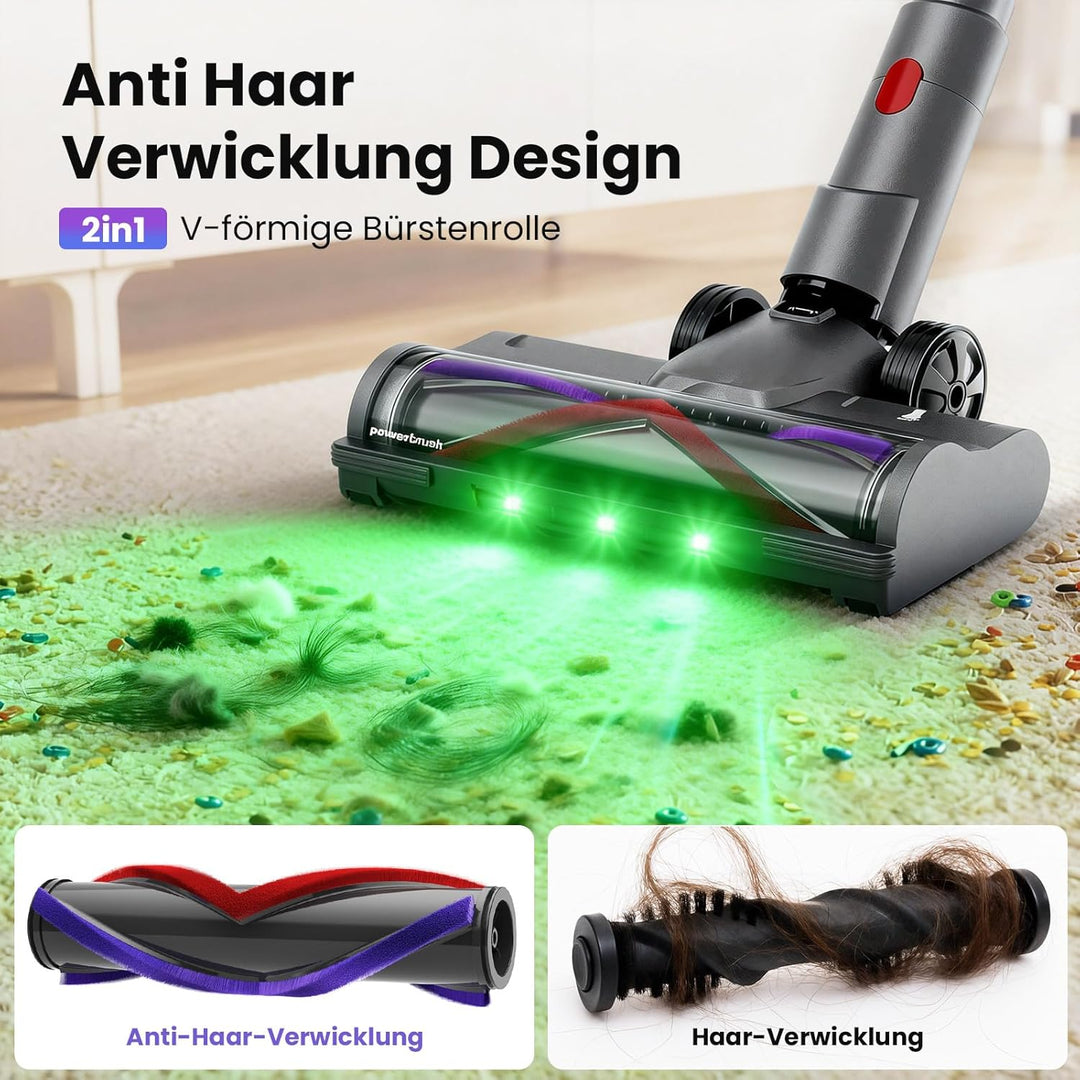 Akku Staubsauger, 600W/58000Pa/75Min, Laufzeit Staubsauger Kabellos mit Smart LED Display und Ladest