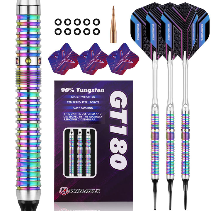 WIN.MAX Dartpfeile 90% Tungsten 3 Stück 90% Wolfram 16-18 Gramm Dart professionelle, Soft-Dartpfeile