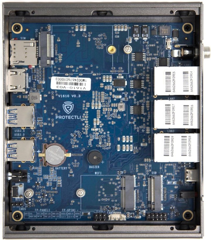 Protectli Vault V1610-6 Port, Micro Appliance/Mini PC - Intel N6005, 6X 2.5G NICs, 16GB LPDDR RAM on