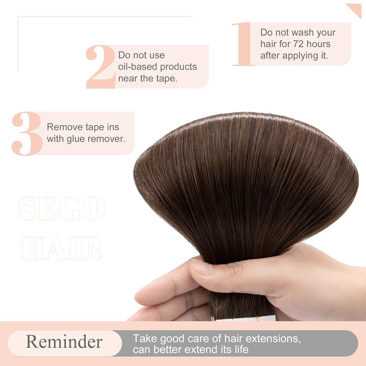 SEGO Echthaar Tape in Extensions Haarverlängerung Invisible Seamless Haarteile Skin Weft Menschenhaa