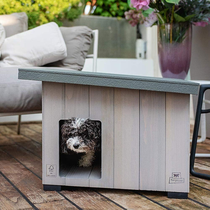 Ferplast 87027100 Outdoor-Zwinger, Hundehütte ARGO 50 aus FSC-Holz mit ungiftiger Farbe, beständig g