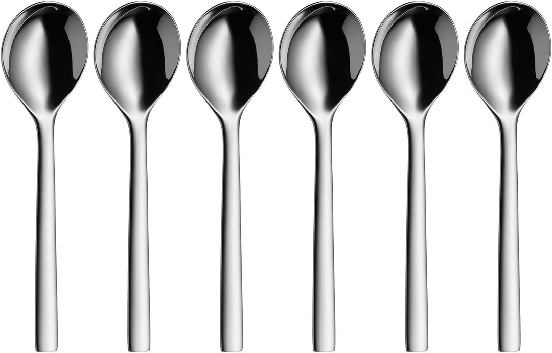 WMF Nuova Suppenlöffel Set 6-teilig, 17 cm, Müslilöffel, Kinderlöffel, Esslöffel, Cromargan Edelstah