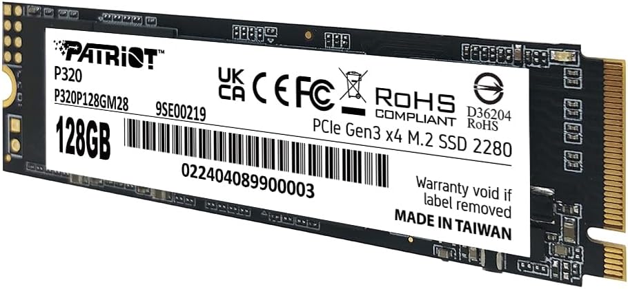 Patriot P320 128GB Interne SSD - NVMe PCIe Gen 3x4 - M.2 2280 - Solid State Drive - P320P128GM28, 12