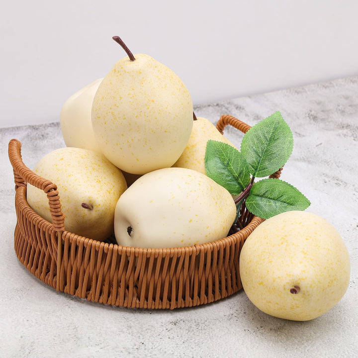 6pcs künstliche weisse Birne Dekoration gefälschte Frucht Birnen lebendige realistische Kunststoff L