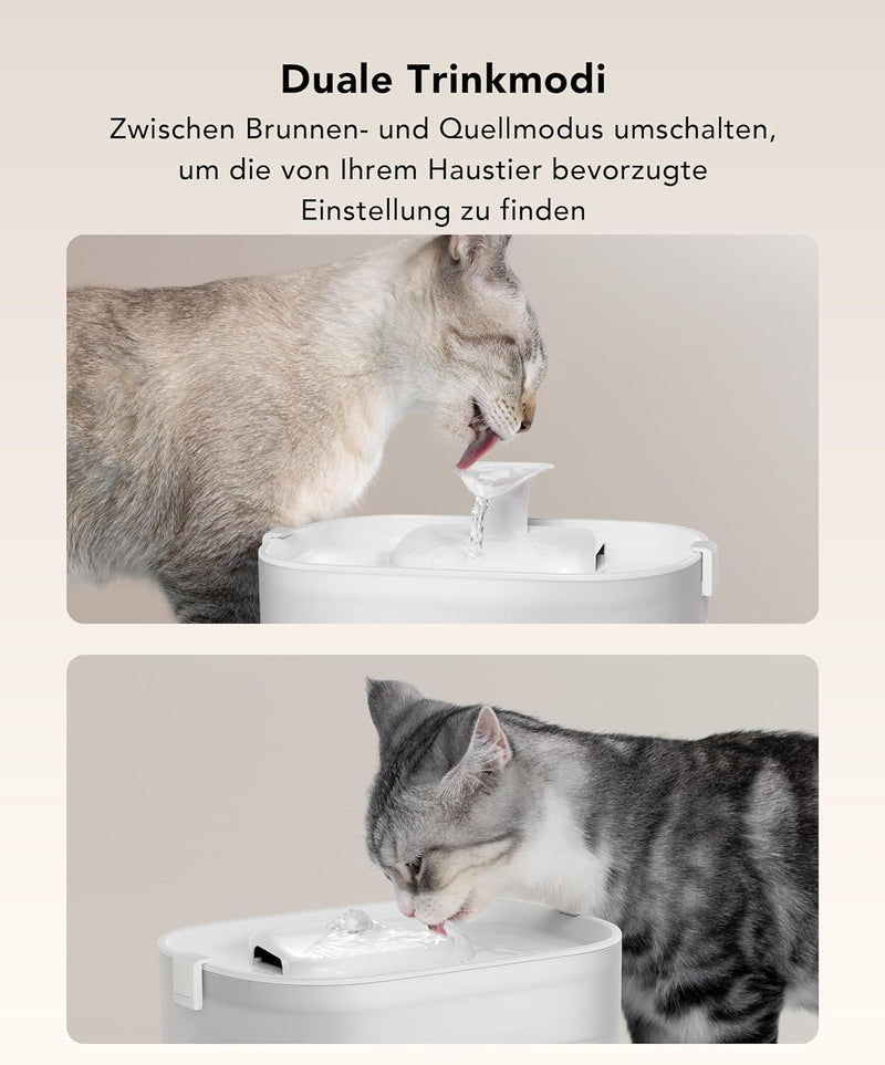 PETLIBRO Trinkbrunnen für Katze mit Kabelloser Wasserpumpe, 2,5L/84oz Dockstream Katzenbrunnen für K