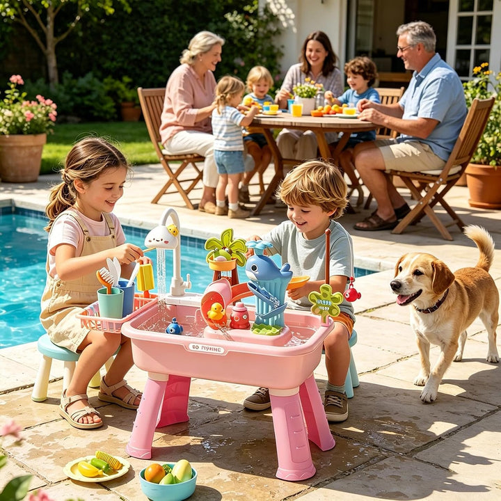 Generisch Wassertisch für Kinder - mit Pumpe und lustigen Lernspielzeugen,Kinderpool-Spielwaschbecke