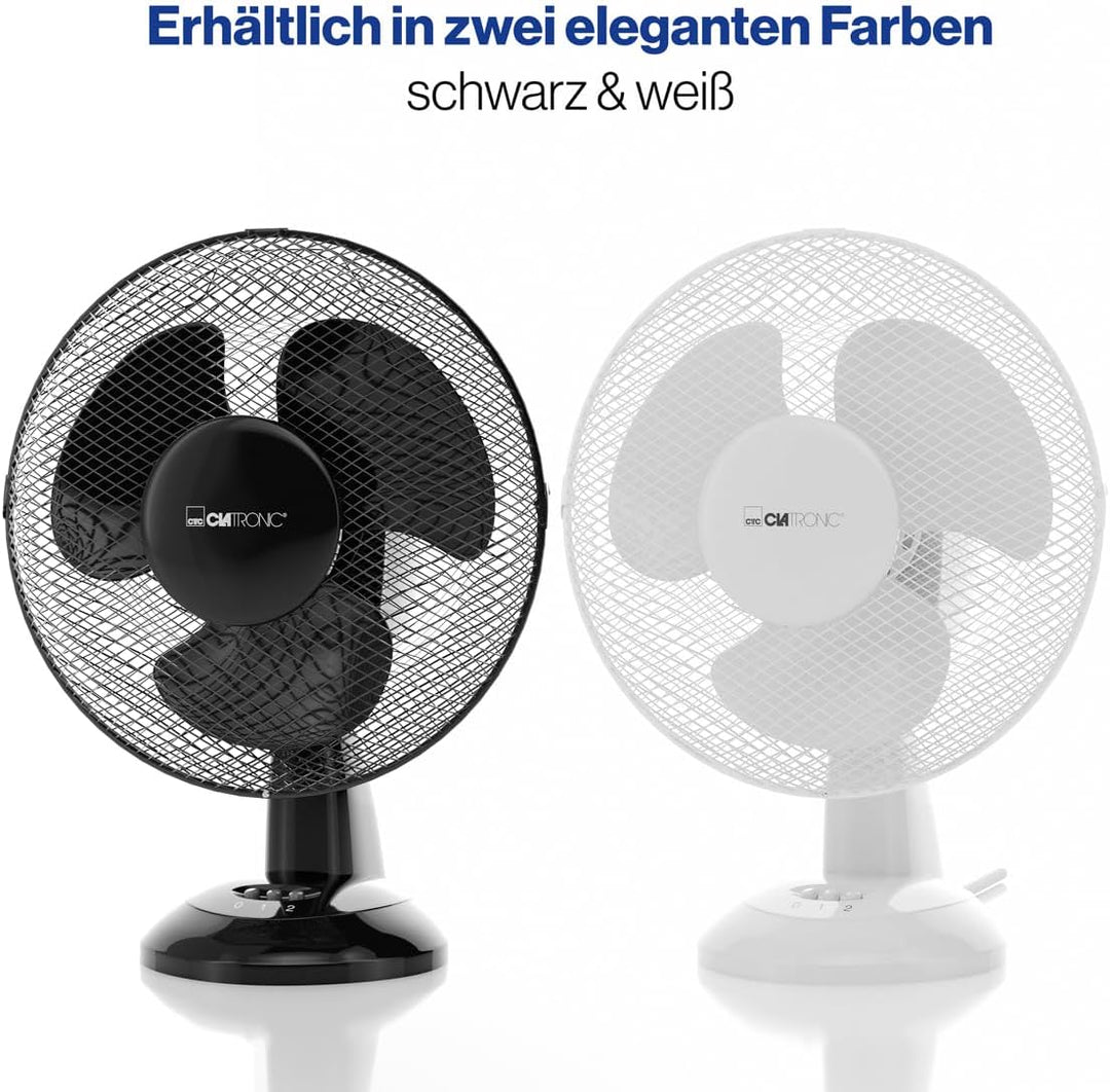 Clatronic® Ventilator mit Schwenkfunktion | Ventilator leise 2 Stufen | Ø 23 cm | Tischventilator 30