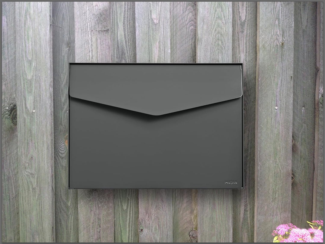 MEFA by Renz Briefkasten Letter 111 (Farbe basaltgrau, Postkasten mit Sicherheitsschloss, Brief Desi