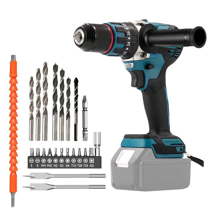 120Nm Akku Bohrschrauber Kompatibel mit Makita 18V Lithium-Akku, 20+3 Drehmomentstufen Bürstenloser