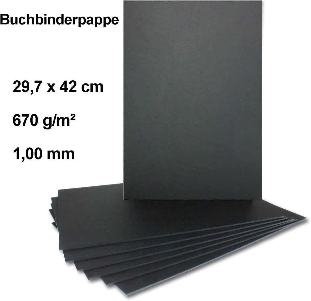 20x Buchbinderpappe DIN A3 in Schwarz, Stärke: 1,0 mm, Grammatur: 670 g/m² 20 Stück DIN A3 Schwarz -