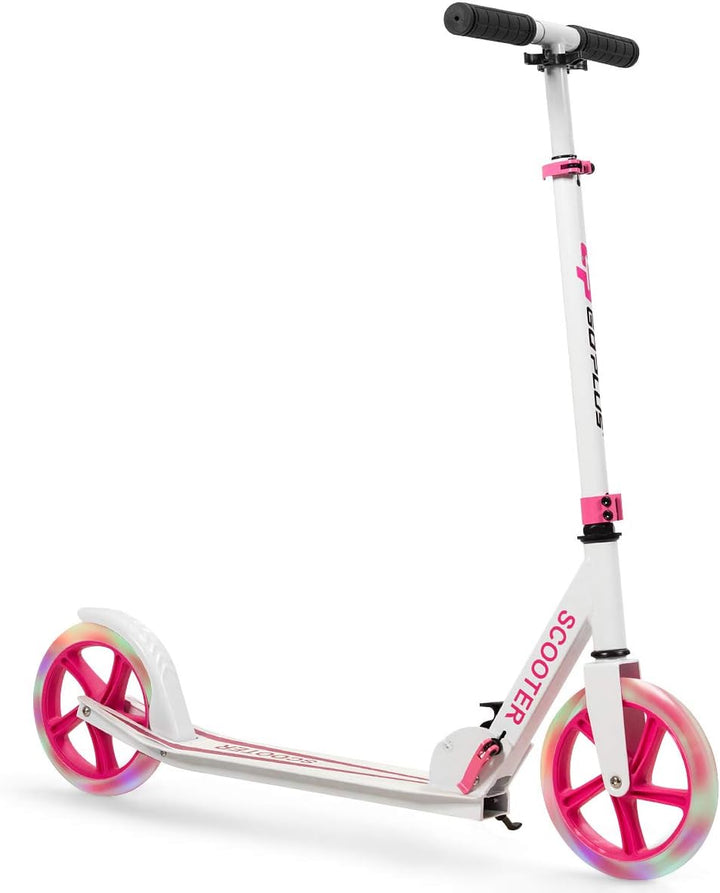 GOPLUS Scooter Kinder, Cityroller aus Aluminium bis zu 100kg, Kickscooter mit Schultergurt & LED Räd