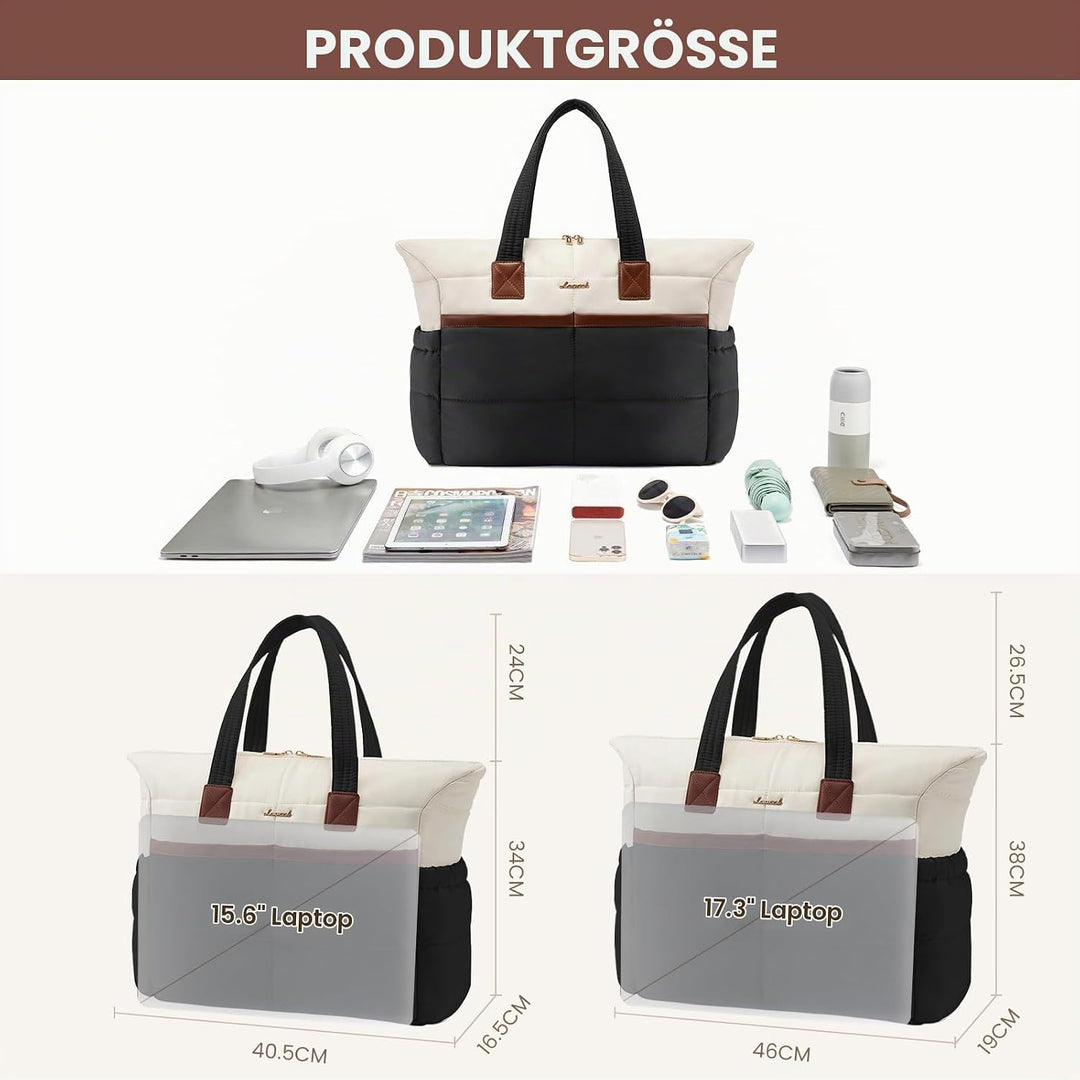 LOVEVOOK Handtasche Shopper Tasche Damen, 15,6 Zoll Puffer Laptoptasche Leicht Laptop Arbeitstasche