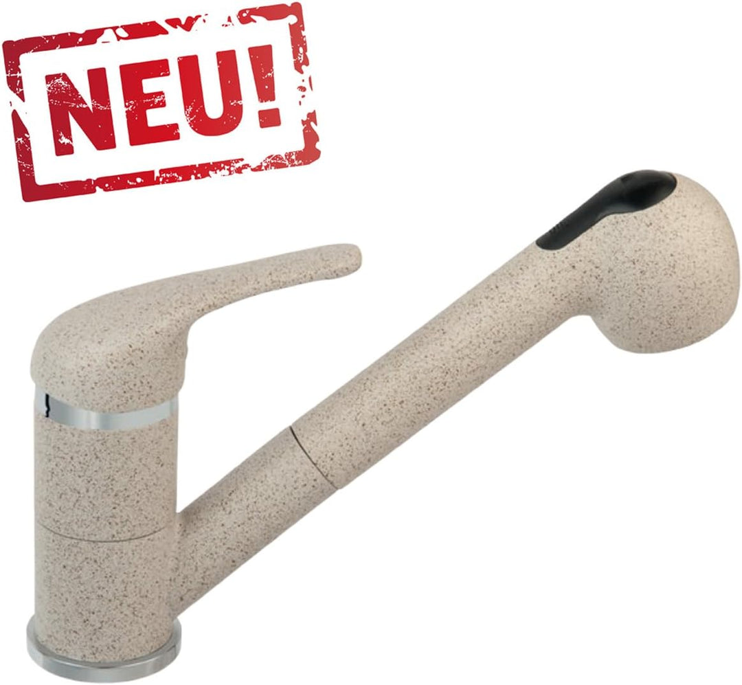 ausziehbare Sandbeige Granit Küchenarmatur Spültischarmatur Küchen Wasserhahn mit ausziehbarer Gesch