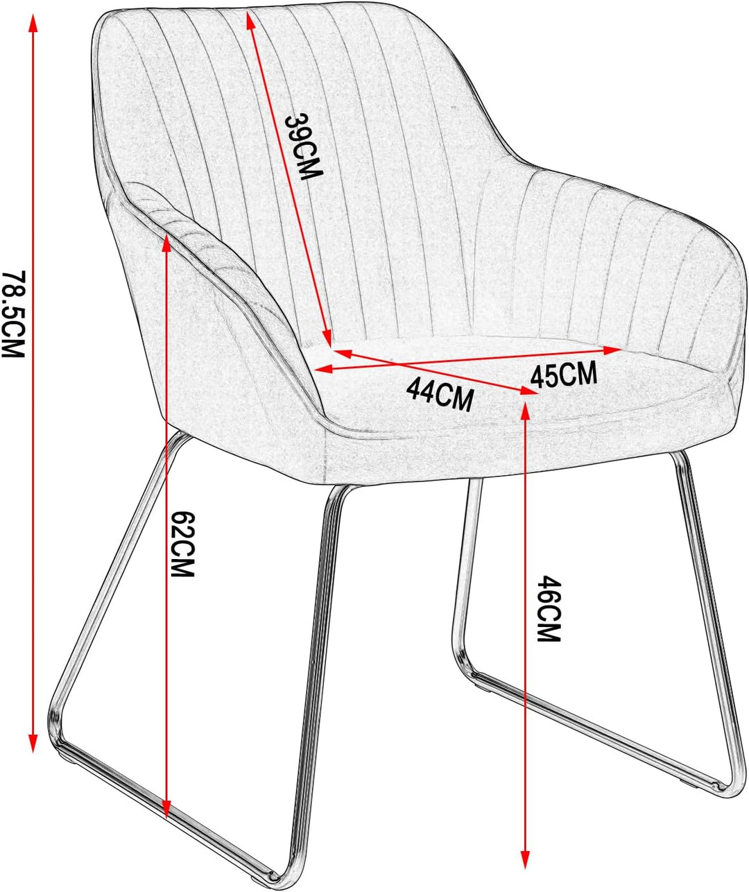 WOLTU Esszimmerstühle BH246bl-1 1x Küchenstuhl Polsterstuhl Wohnzimmerstuhl Sessel mit Armlehne, Sit