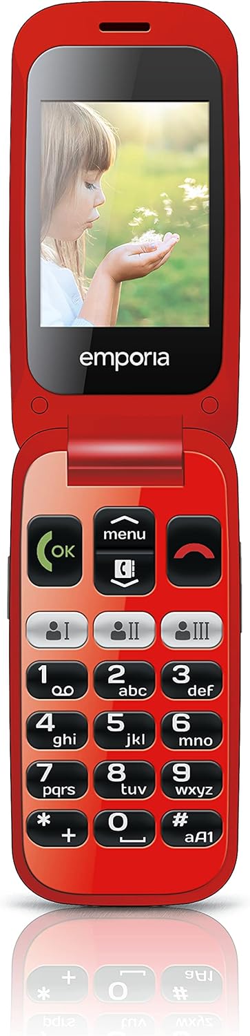 Emporia ONE V200_001 Einfach zu bedienendes Klappenhandy mit 2MP Kamera, Schwarz/Rot Schwarz/Rot Sin