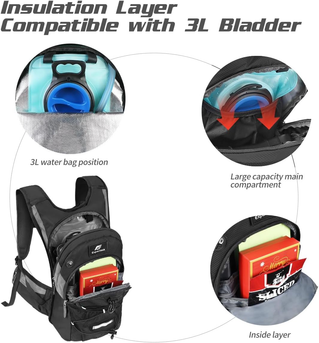 Trinkrucksack mit Trinkblase 3L BPA-Frei, Wasserdichter Outdoor-Rucksack, Rucksack mit Trinksystem,