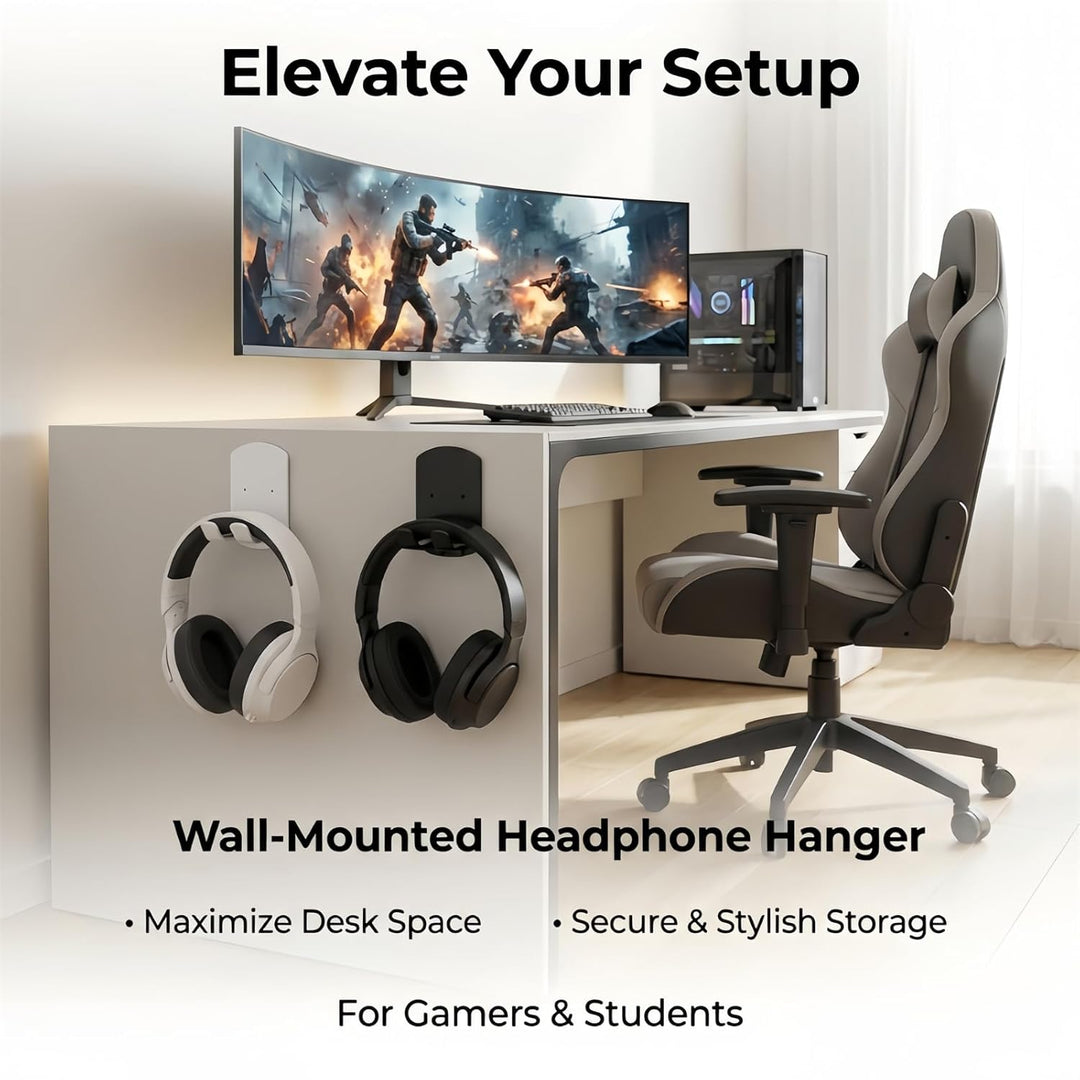 Selbstklebender Controller- und Headset-Ständer, 2er-Pack, wandmontierbar, faltbar, platzsparend, id