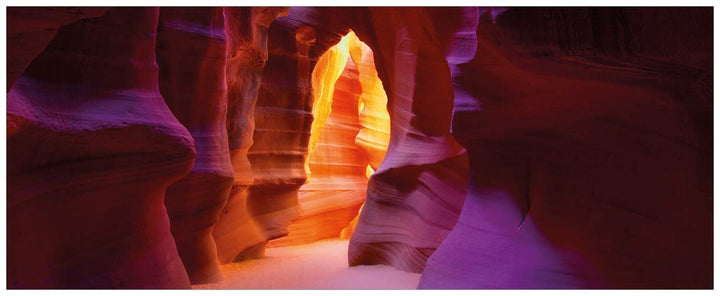 Wallario Glasbild Felsschlucht in Arizona USA - orange und violett - 50 x 125 cm Wandbilder Glas in