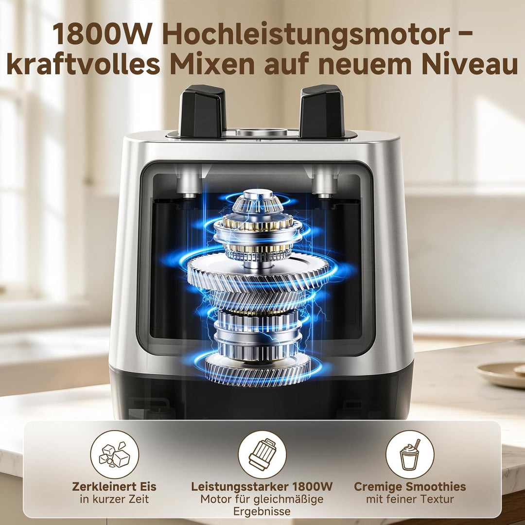 AMZCHEF Smoothie Maker 1800W Standmixer Blender, Hochleistungsmixer mit 2L Tritan-Behälter (BPA-frei