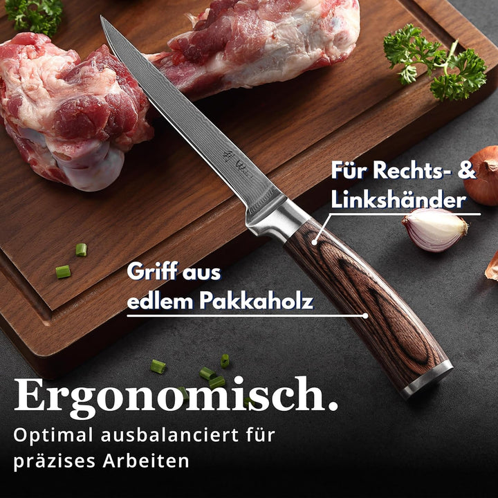 Wakoli EDIB Damastmesser Filetier- und Ausbeinmesser 14,50 cm extrem scharf aus 67 Lagen I Damast Kü