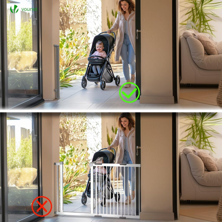 VOUNOT Treppenschutzgitter Türschutzgitter Ausziehbar 0-180CM, Kinderschutzgitter Absperrgitter Baby