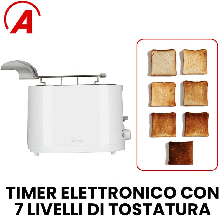 ARDES - ARTOAST01 TOSTO SLEEK PLUS Toaster mit Toastzange für gefüllte Toasts - 2 Timer für 7 Toasts