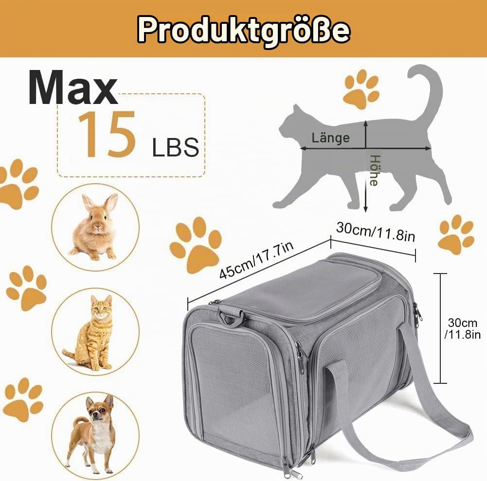 Hundebox faltbar, Hundetransportbox, Transporttasche für Katze Hund für Reise Auto Flugzeug, Leicht