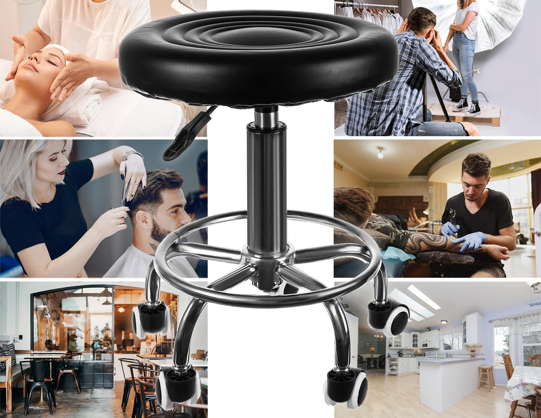 lushh BEAUTYLUSHH Drehhocker auf Rollen 150 kg Belastbar Höhenverstellbarer Rollhocker für Kosmetiks