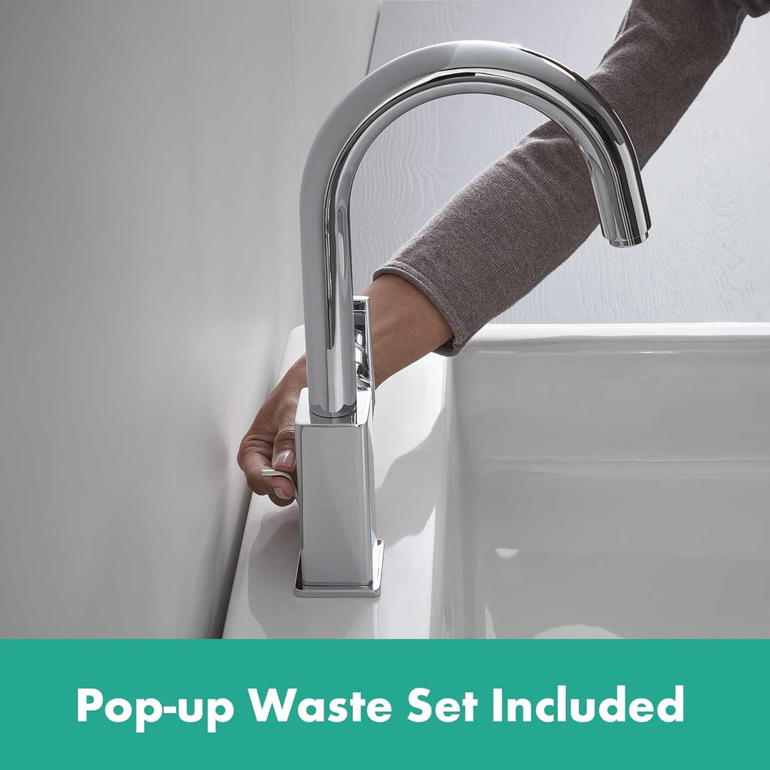 hansgrohe Vernis Shape - Waschtischarmatur mit Zugstangen-Ablauf, schwenkbar, Wasserhahn Bad mit Aus