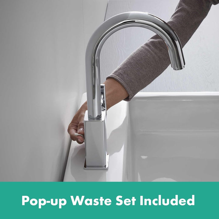 hansgrohe Vernis Shape - Waschtischarmatur mit Zugstangen-Ablauf, schwenkbar, Wasserhahn Bad mit Aus