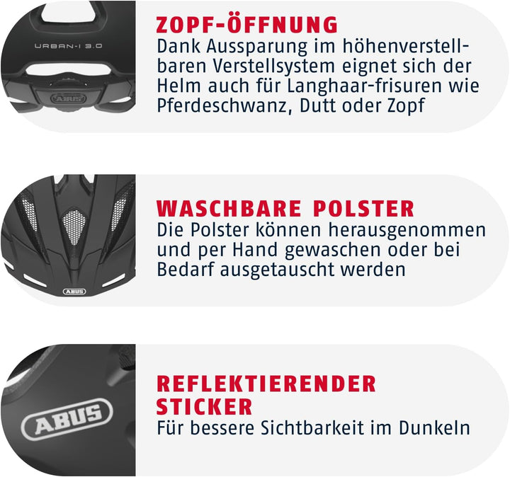 ABUS Stadthelm Urban-I 3.0 - Fahrradhelm mit Rücklicht, Schirm und Magnetverschluss - für Damen und