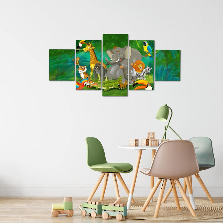 Runa Art Wandbilder Afrika Affen 5 Teilig Bild auf Vlies Leinwand Deko Wohnzimmer Schlafzimmer Kinde