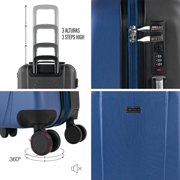 ITACA - Trolley handgepäck Cabin Trolley Koffer reisekoffer hartschalenkoffer mit zahlenschloss - Ka