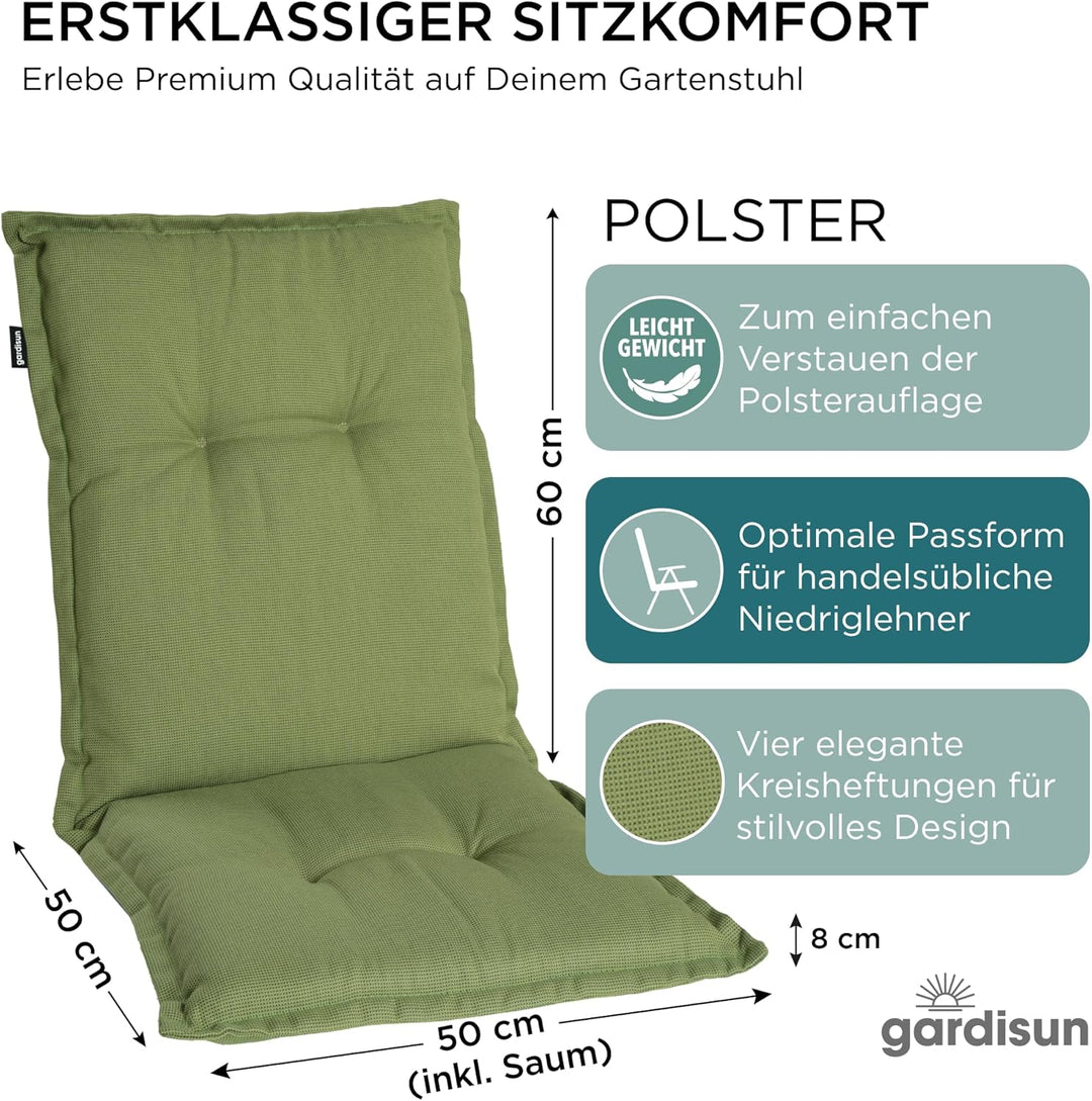 gardisun Gartenstuhlauflagen Niedriglehner I Extra Dicke Sitzauflagen I Made in Europe I Ideale Stuh