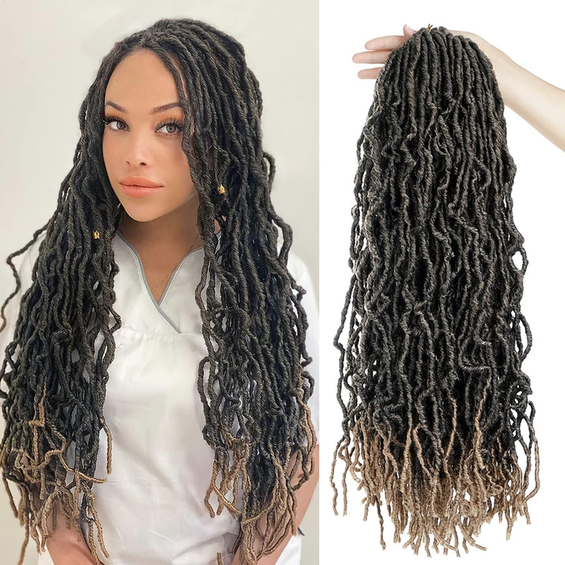 Beyond Beauty 6 Packungen 24Zoll vorgeschlungene Nu Faux Locs Häkelhaar, weiche Dreadlocks, Flechtha