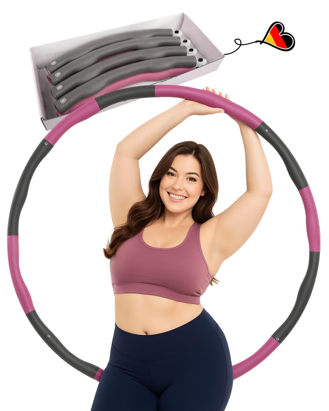 Hula Hoop Reifen für Erwachsene,1kg, 90cm Durchmesser, 5-6 Teile, zum abnehmenfür intensives Trainin