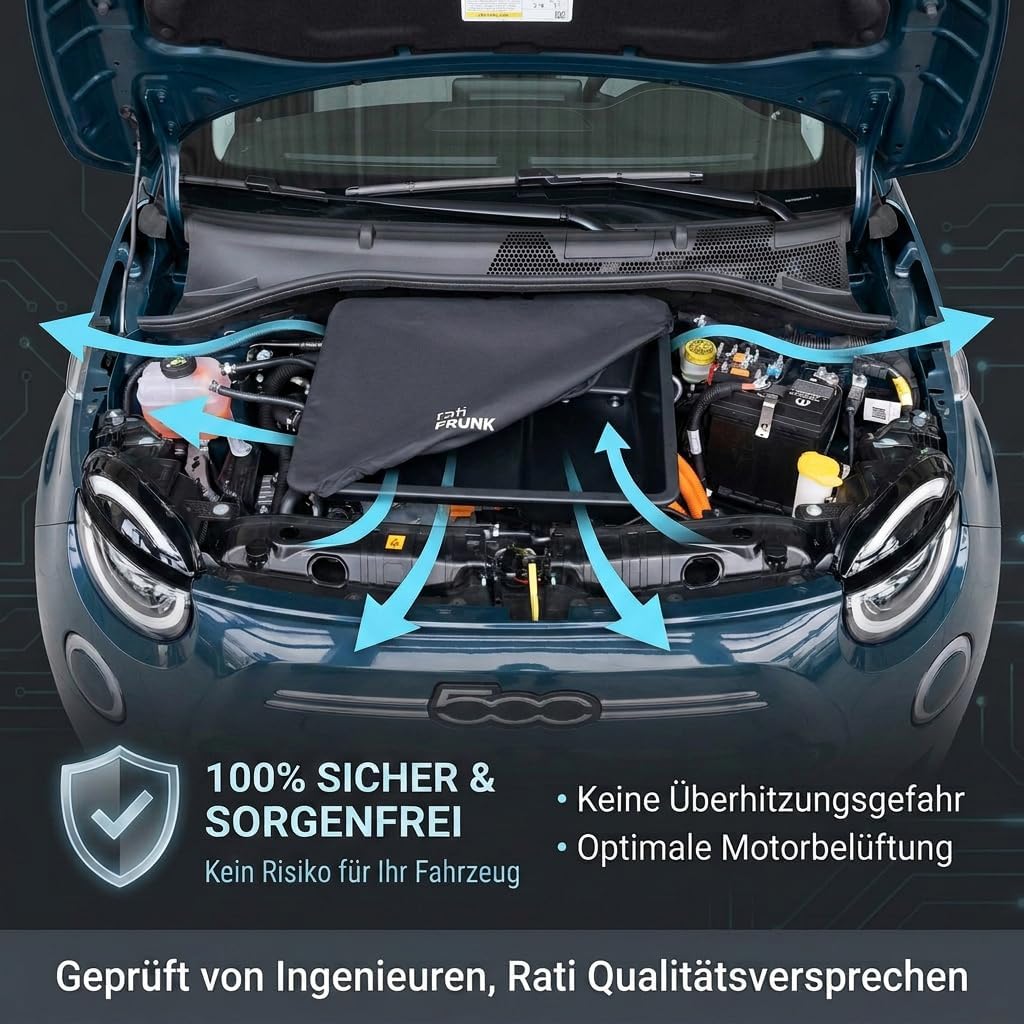 rati Frunk kompatibel für FIAT 500e 2020- |Erweiterter Front-Stauraum. Perfekt für Ladekabel, Zubehö