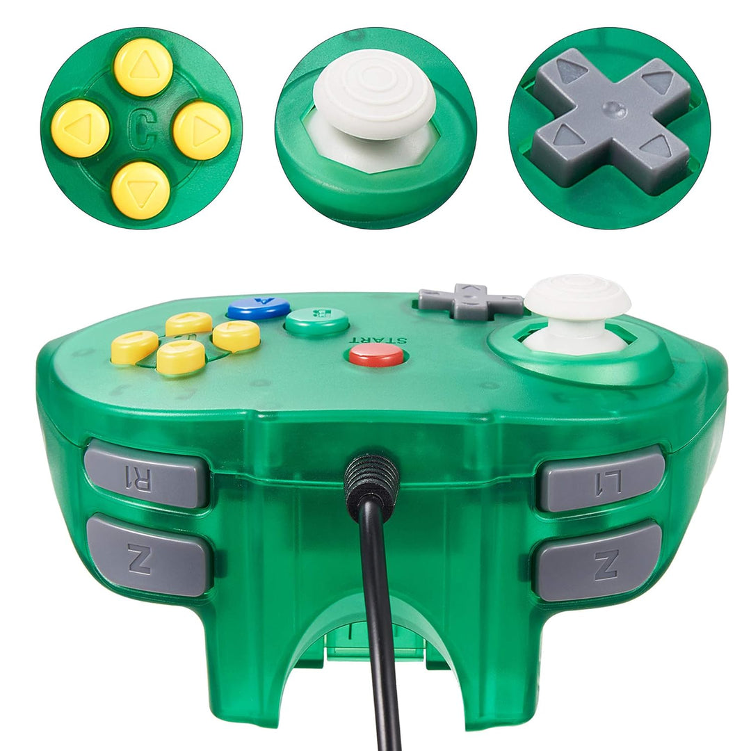 miadore 2 Pack N64 Controller Wired Game Pad Joystick Kompatibel mit N64 Console (klares Blau + klar