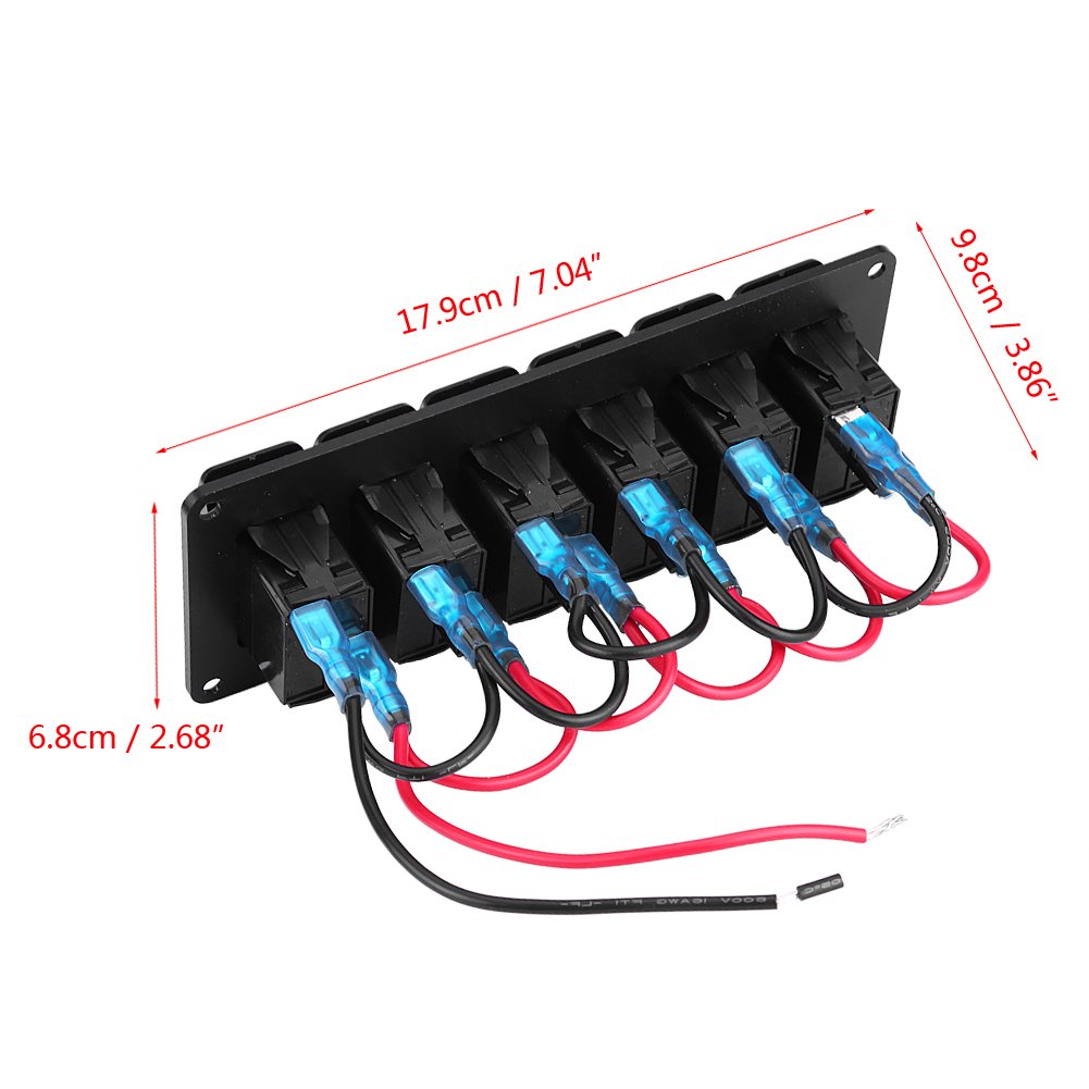 6 Gang LED Switch Panel, 12-24V 6 Gang Schalter Rocker Switch Panel Wippschalter Panel LED Switch Pa