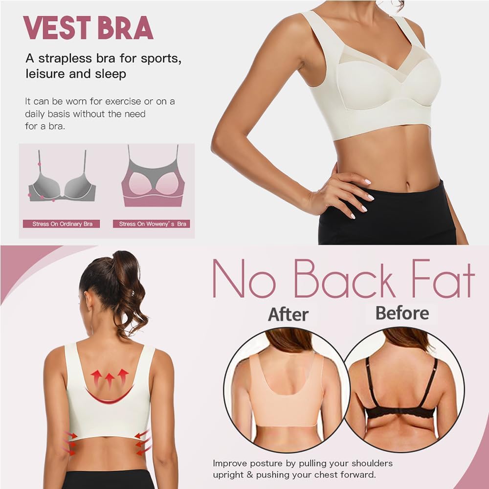 WOWENY BH Damen Ohne Bügel Schlaf Bustier Tops Spitze Bralette Bügelloser Klassischer T Shirt BH Sch