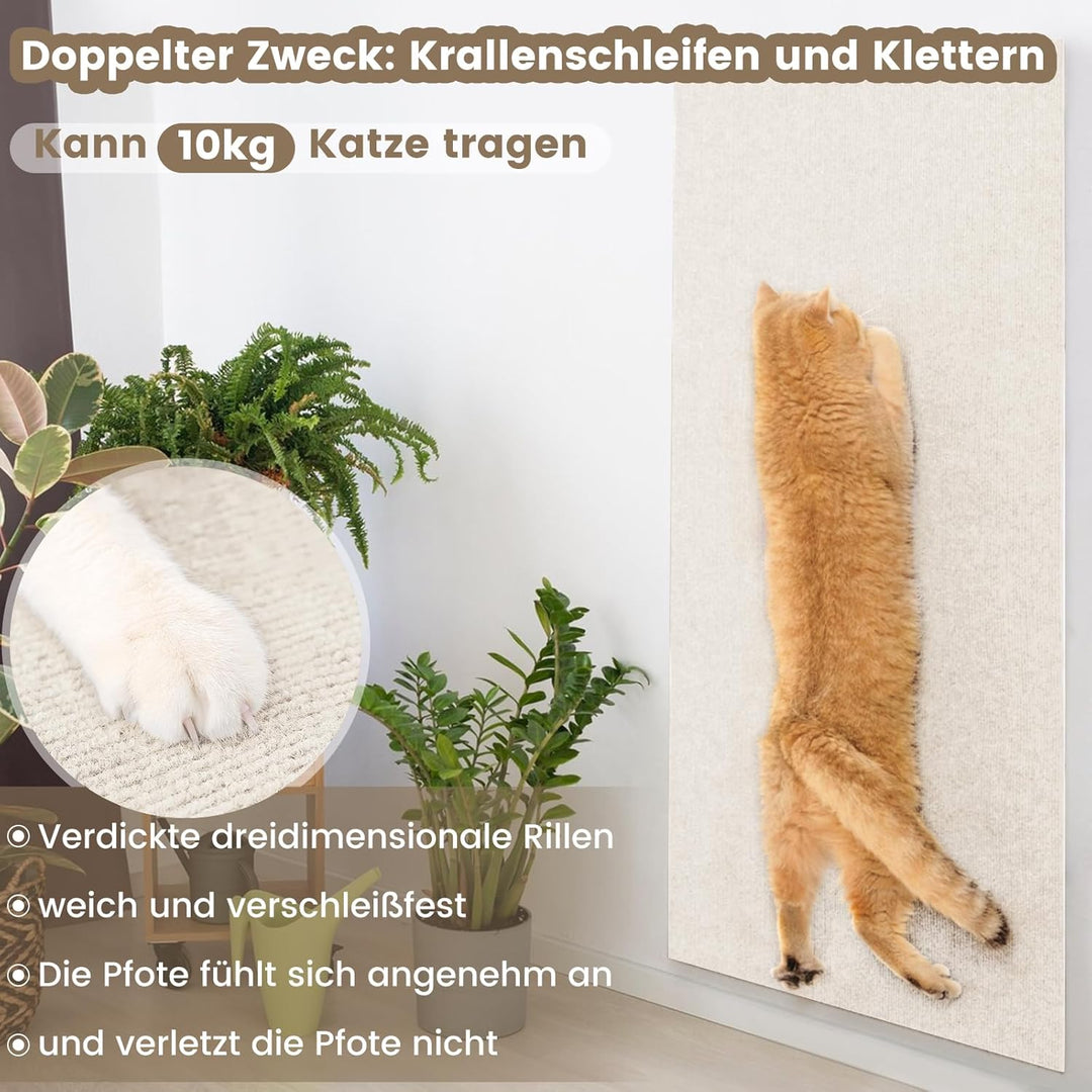 200cmX40cm Selbstklebend Kratzmatte Katze, Kratzschutz Sofa Katze, DIY Kratzbretter kratzwand für Mö