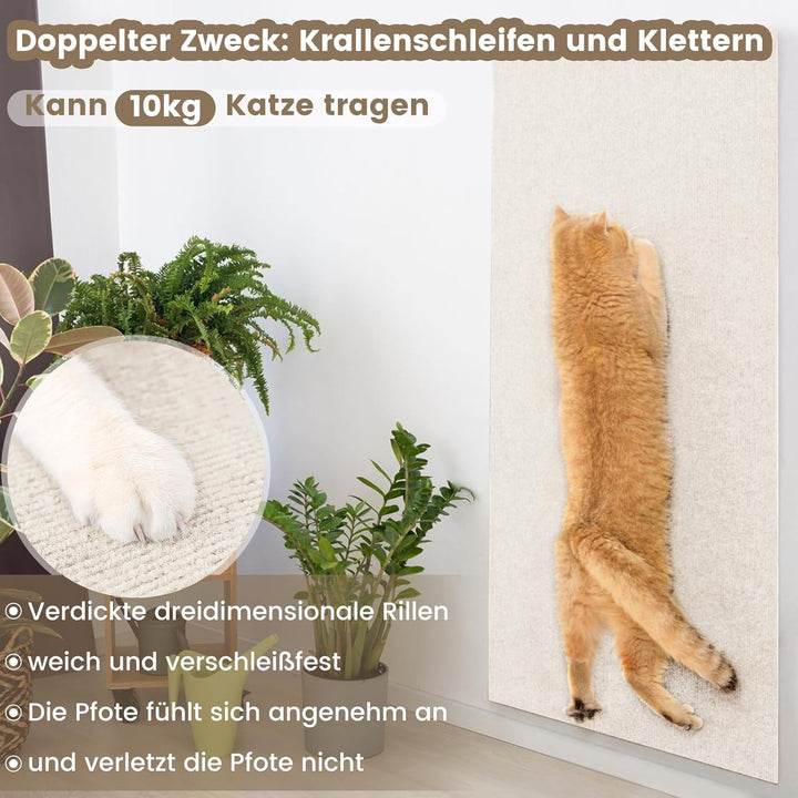200cmX40cm Selbstklebend Kratzmatte Katze, Kratzschutz Sofa Katze, DIY Kratzbretter kratzwand für Mö