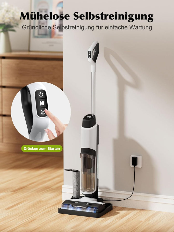 Nass Trockensauger Akku, 20.000 Pa kabelloser All-in-One Staubsauger mit wischfunktion, Sprachausgab