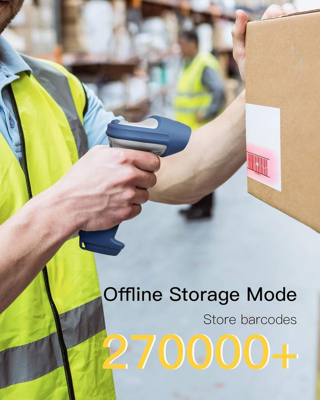 Inateck Wireless Barcode Scanner 2D, Bluetooth 5.0, 2.4Ghz Barcode Reader, QR Code Scanner, liest vo