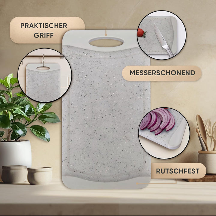 NEOFLAM® Frühstücksbrettchen rutschfest 4er Set Schneidebrett Kunststoff klein antibakteriell 25x14c