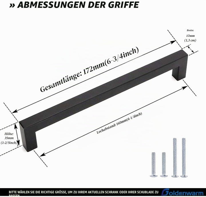 goldenwarm 15 Stück Griffe Möbelgriff Edelstahl Stangengriff Relinggriffe Bohrlochabstand 160mm Küch